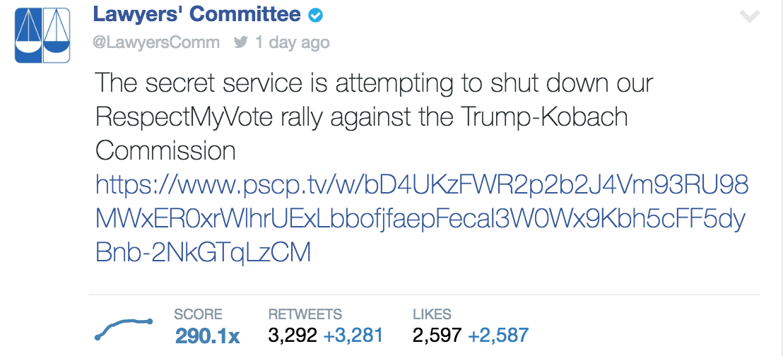 Lawyers' Committee Pence-Kobach Twitter Post