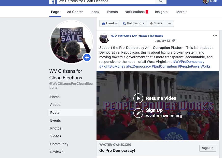 WV Clean Elections Facebook